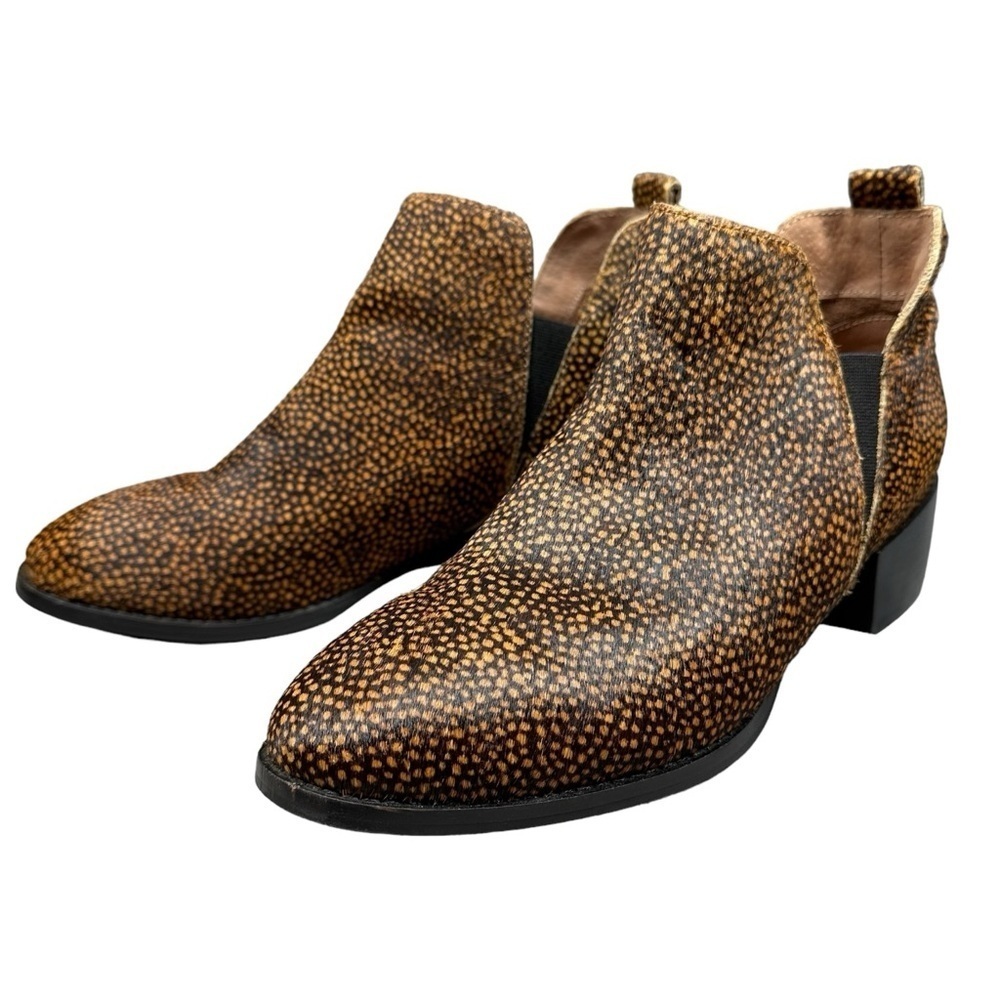 Seychelles Anthropologie Offstage Chelsea Calf Hair Leather Booties 7.5 Animal